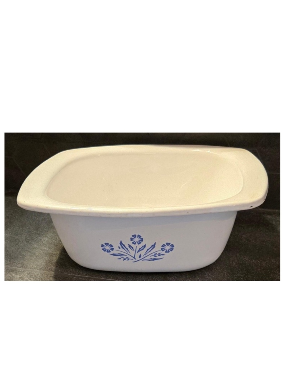 Vintage 60s Corning Ware Duch Oven Blue Cornflower Casserole Dish Floral 4QT VTG